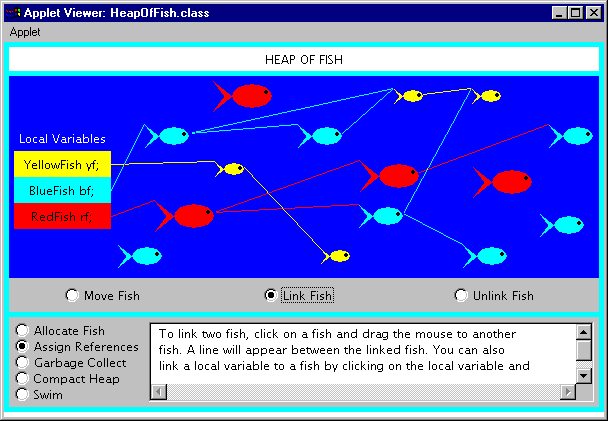 figure 9-7. the assign references mode of the heap of fish applet.